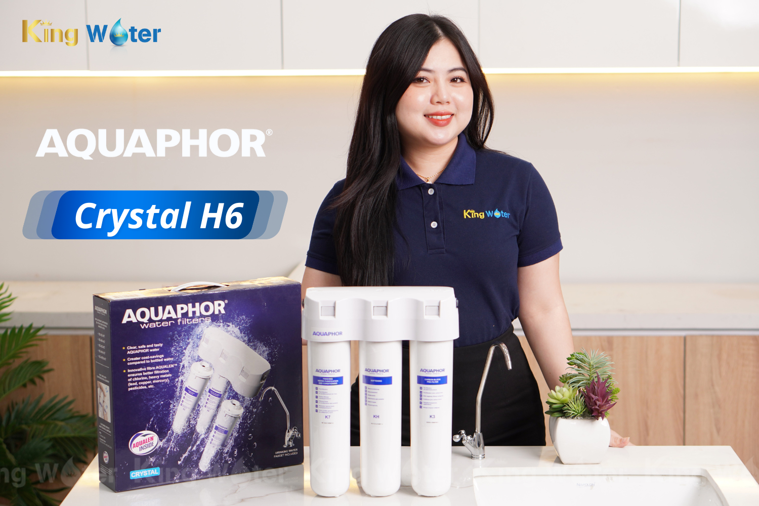 Máy lọc Nano Aquaphor Cystal H6 chuyên dụng xử lý mạnh mẽ độ cứng của nước
