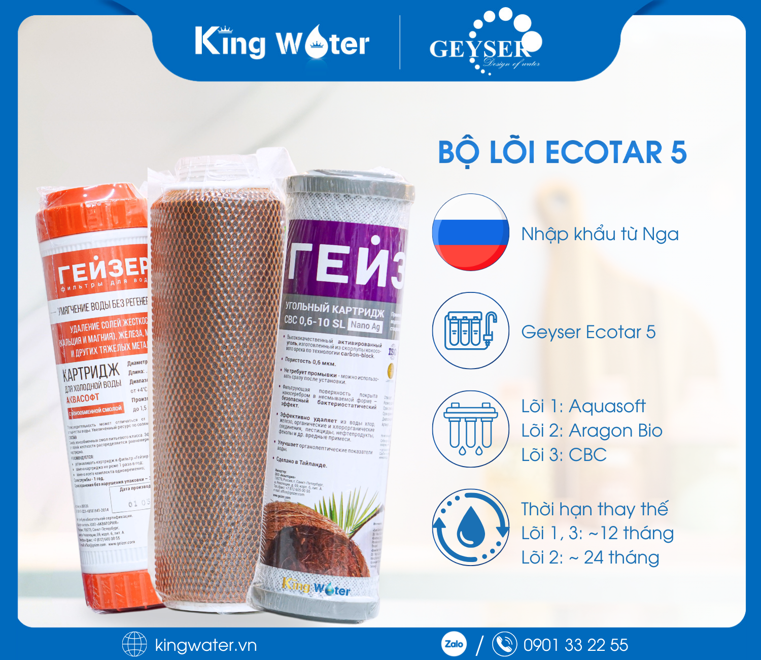 Bộ lõi Ecotar 5 được tối ưu hóa để xử lý nước có độ cứng cao