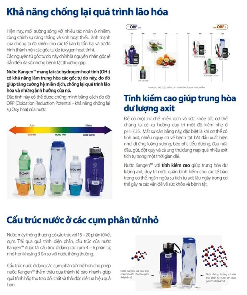 Nước ion kiềm Kangen có 4 đặc tính mà các loại nước khác không có