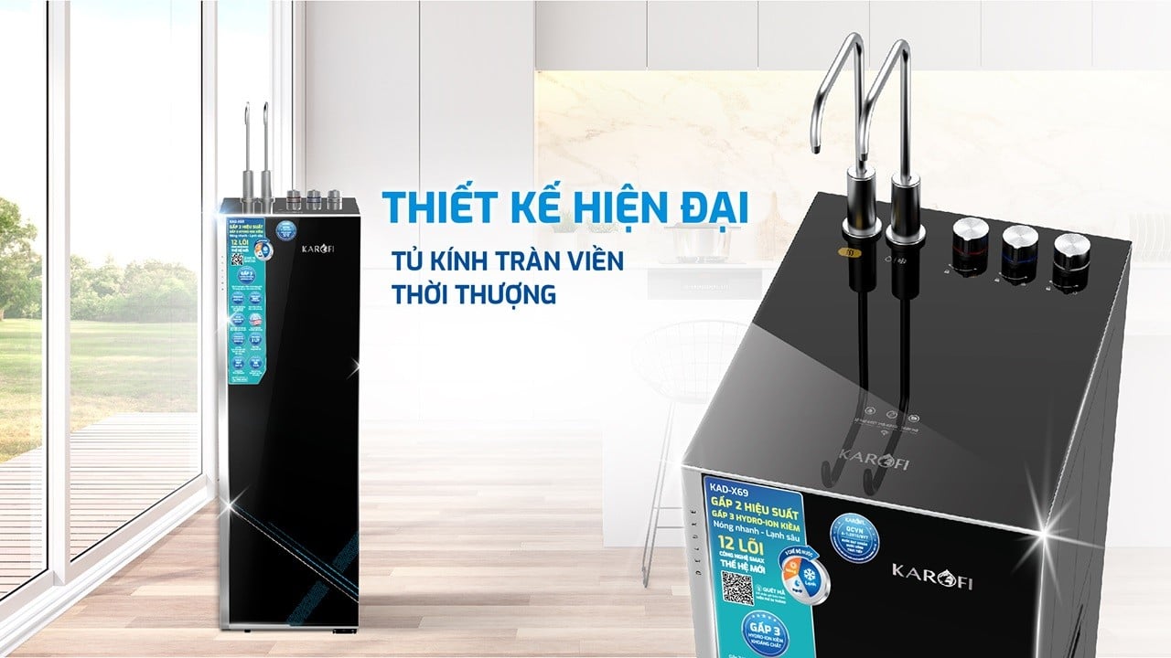 Máy lọc nước Karofi KAD-X69 với thiết kế tinh tế phù hợp mọi không gian