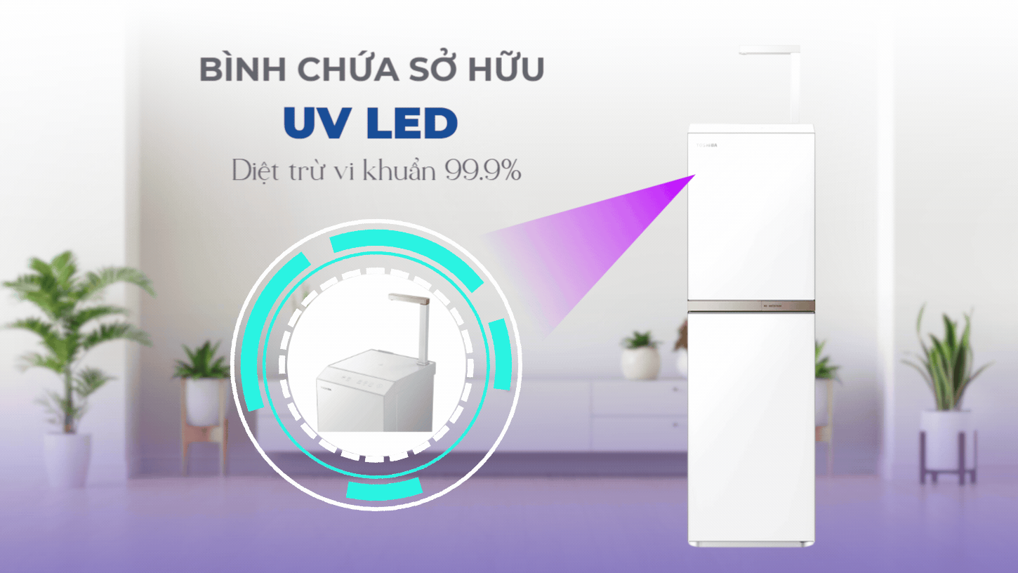 Bình chứa sở hữu đèn UV - Diệt trừ vi khuẩn 99.9%