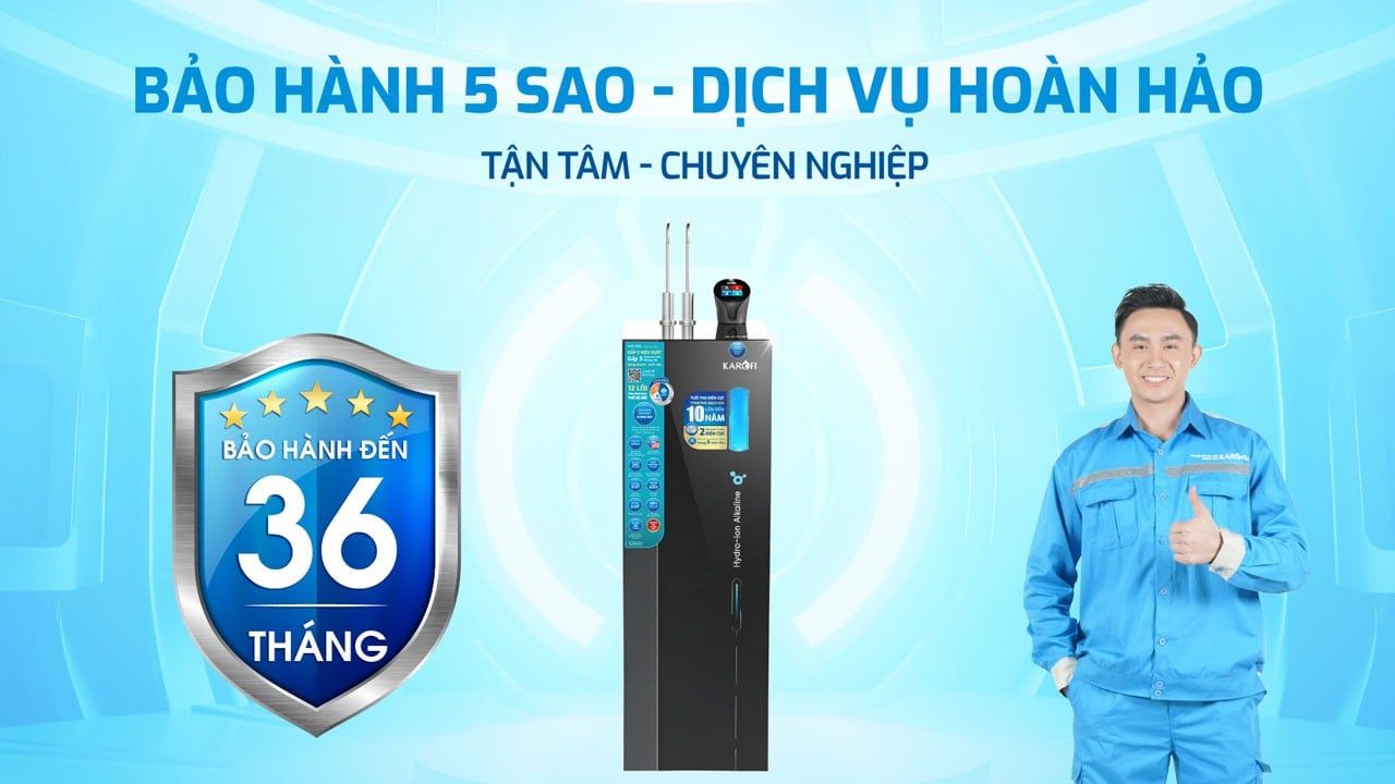 Máy lọc nước Karofi KAE-S86 với chính sách bảo hành lên đến 36 tháng, dịch vụ hậu mãi 5 sao chuyên nghiệp
