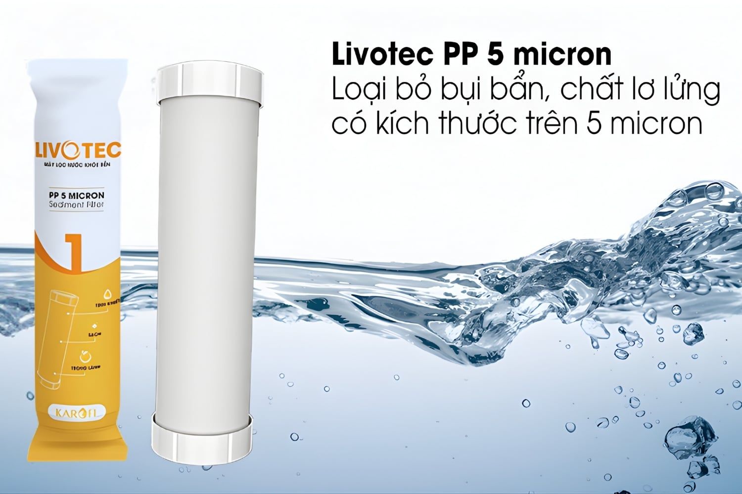 Lõi lọc Livotec số 1 sàng lọc thô, giữ lại các tạp chất kích thước lớn