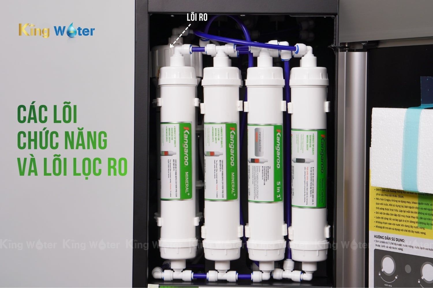 Các lõi chức năng và lõi RO của máy lọc nước Kangaroo Hydrogen KG11A16