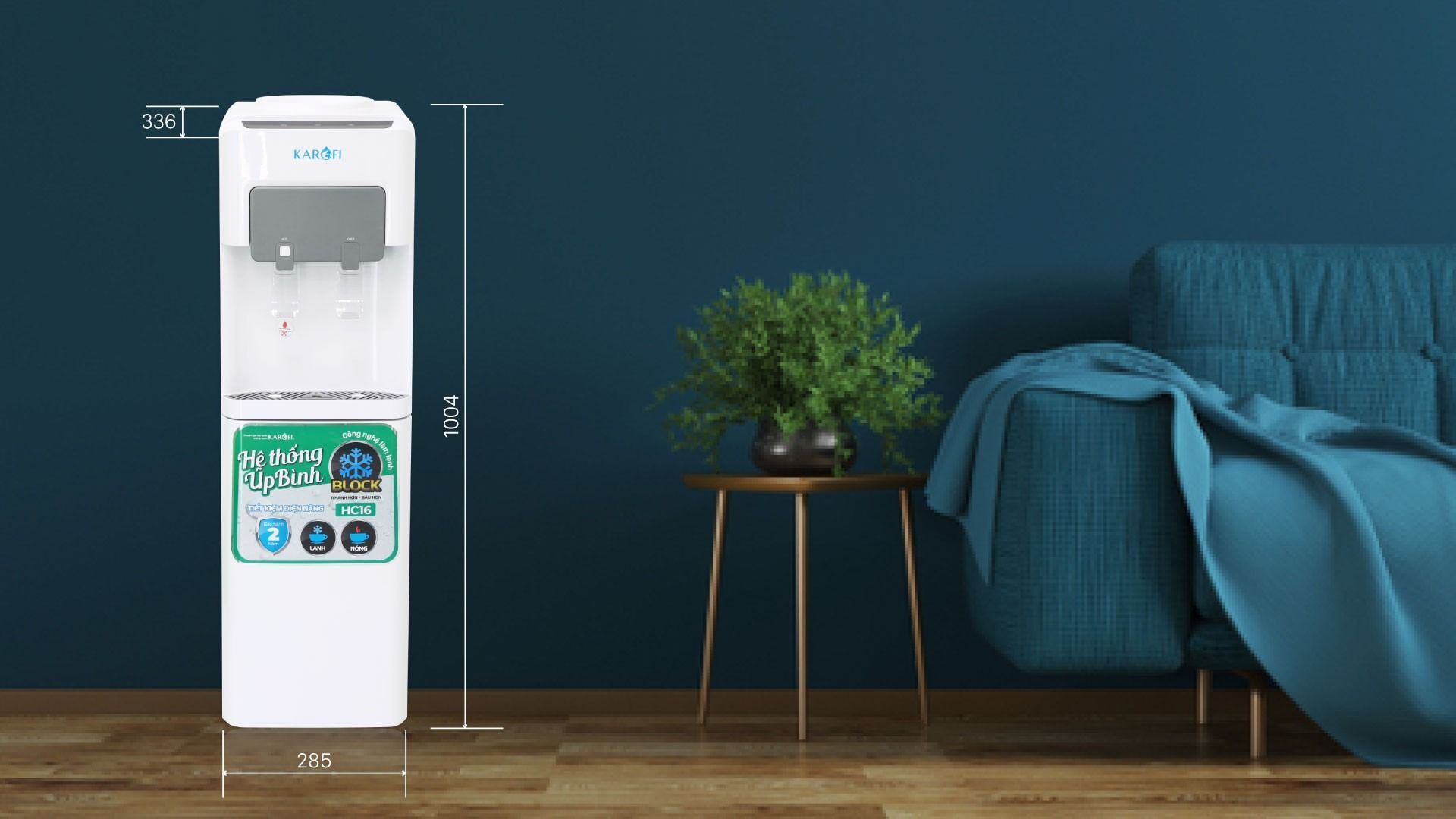 Thiết kế cây nước Karofi HC16 sang trọng, tinh tế
