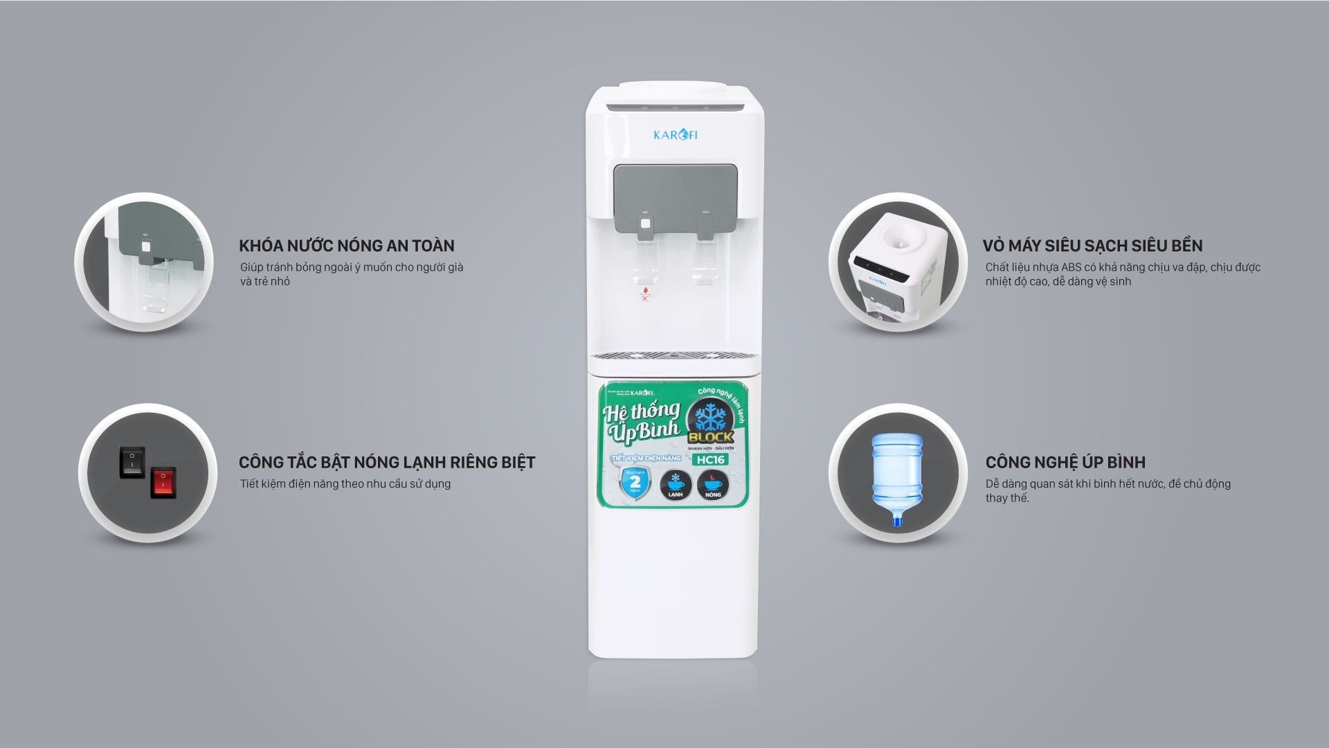 Tiện ích thông minh của cây nước Karofi HC16