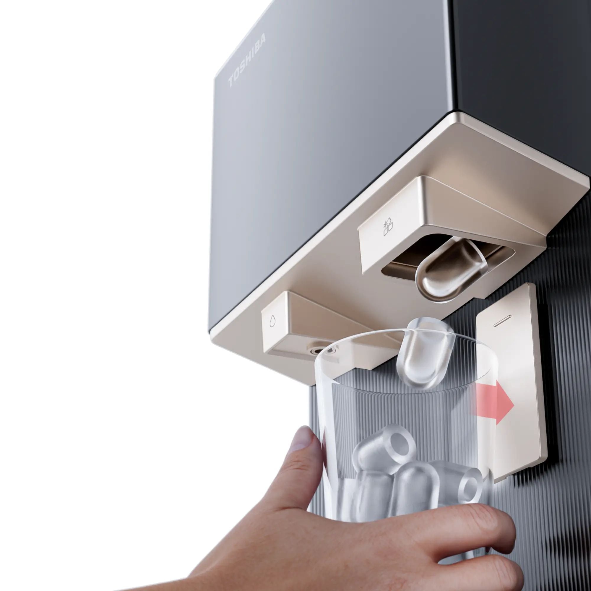 Thiết kế bình gắn dưới hiện đại của cây nước nóng lạnh Toshiba màu đen