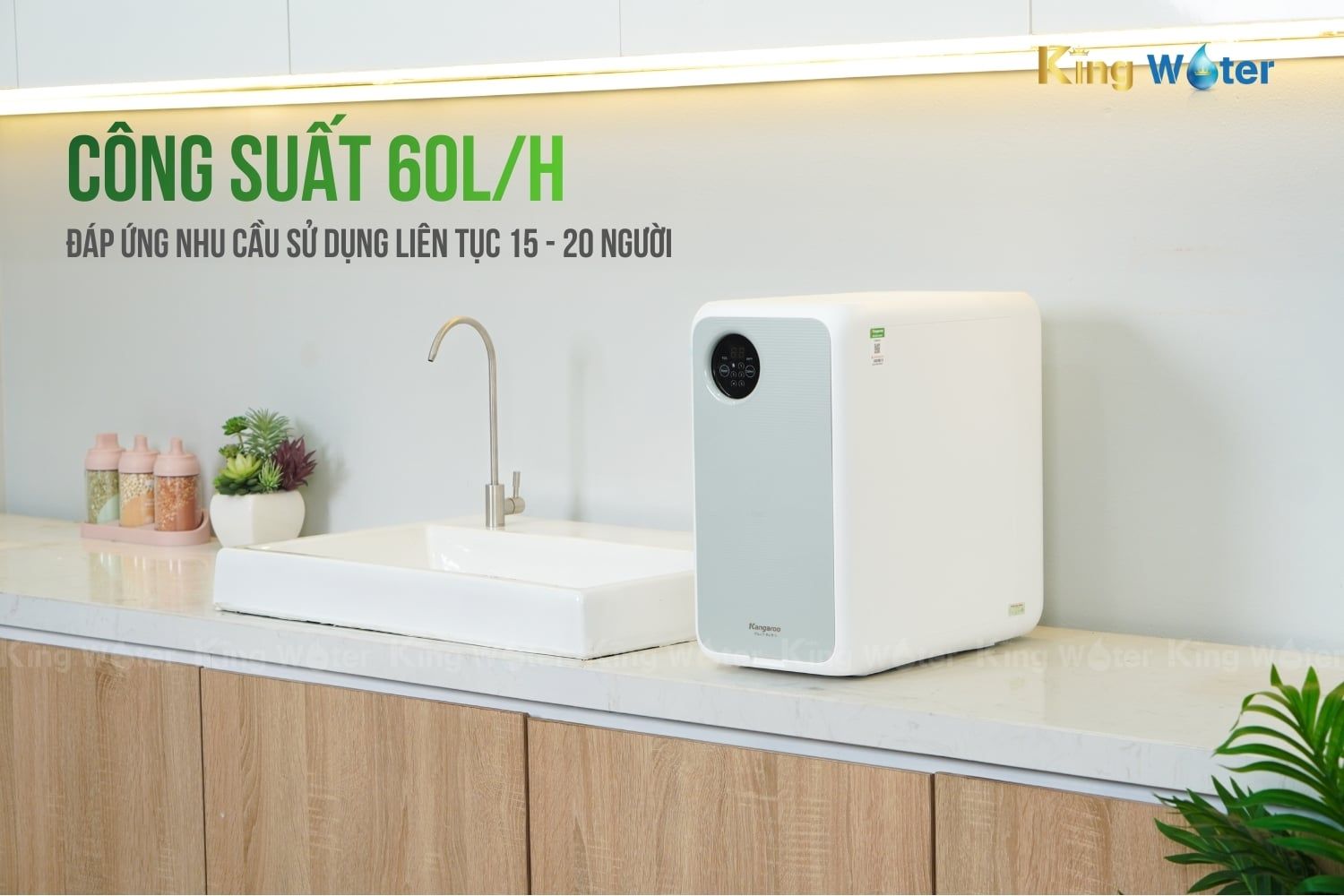 Công suất lọc mạnh mẽ đến 60L/giờ trên máy lọc nước Kangaroo KG400HU