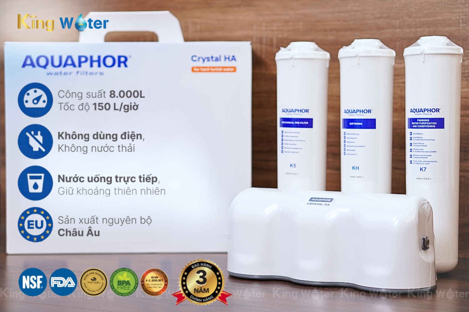 Aquaphor Crystal HA có khả năng làm mềm nước cứng vượt trội