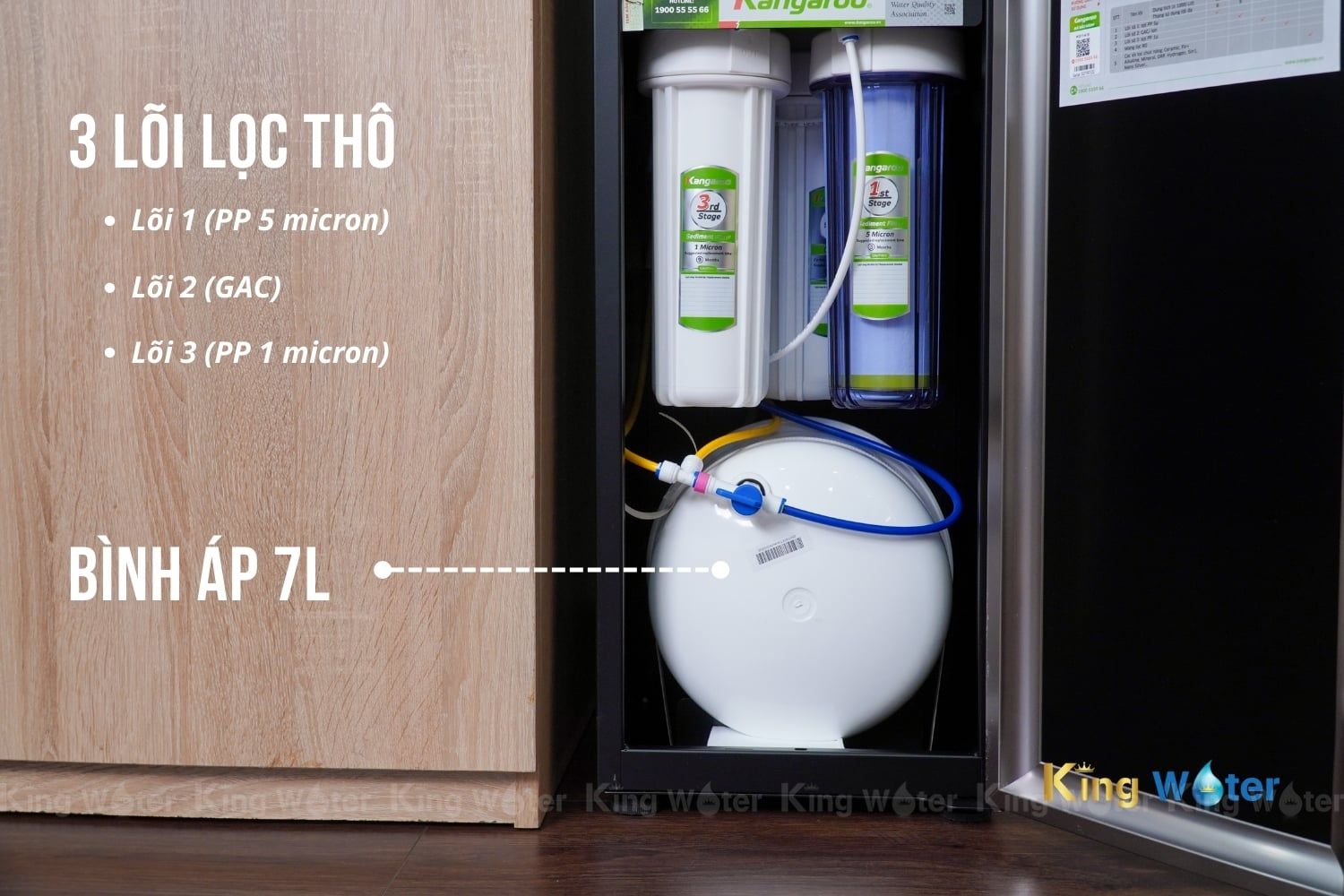 Cụm 3 lõi lọc thô của máy lọc nước nóng lạnh Hydrogen Kangaroo KG11A18