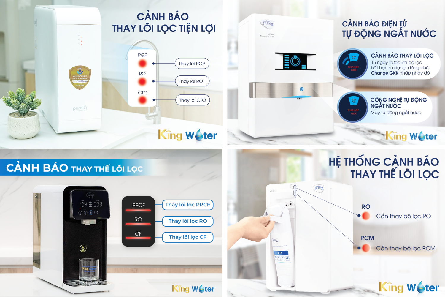 Đèn cảnh báo thay lõi lọc tiện lợi trên máy lọc nước Pureit