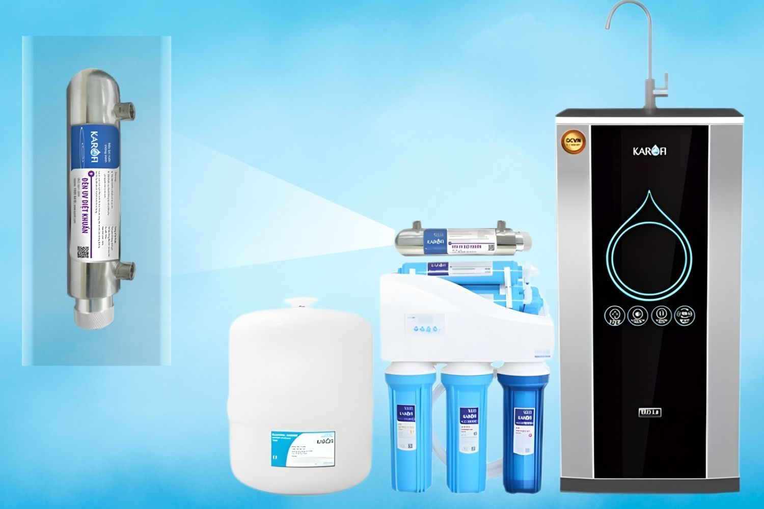Đèn UV Karofi phù hợp cho cả hệ thống lọc nước gia đình lẫn môi trường công nghiệp