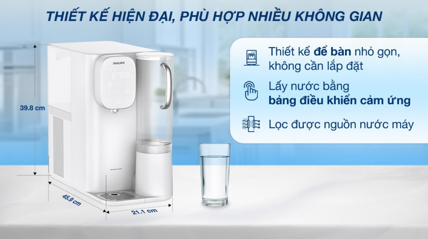 Dòng máy lọc nước để bàn Philips mã&nbsp;ADD là lựa chọn dễ tiếp cận nhất