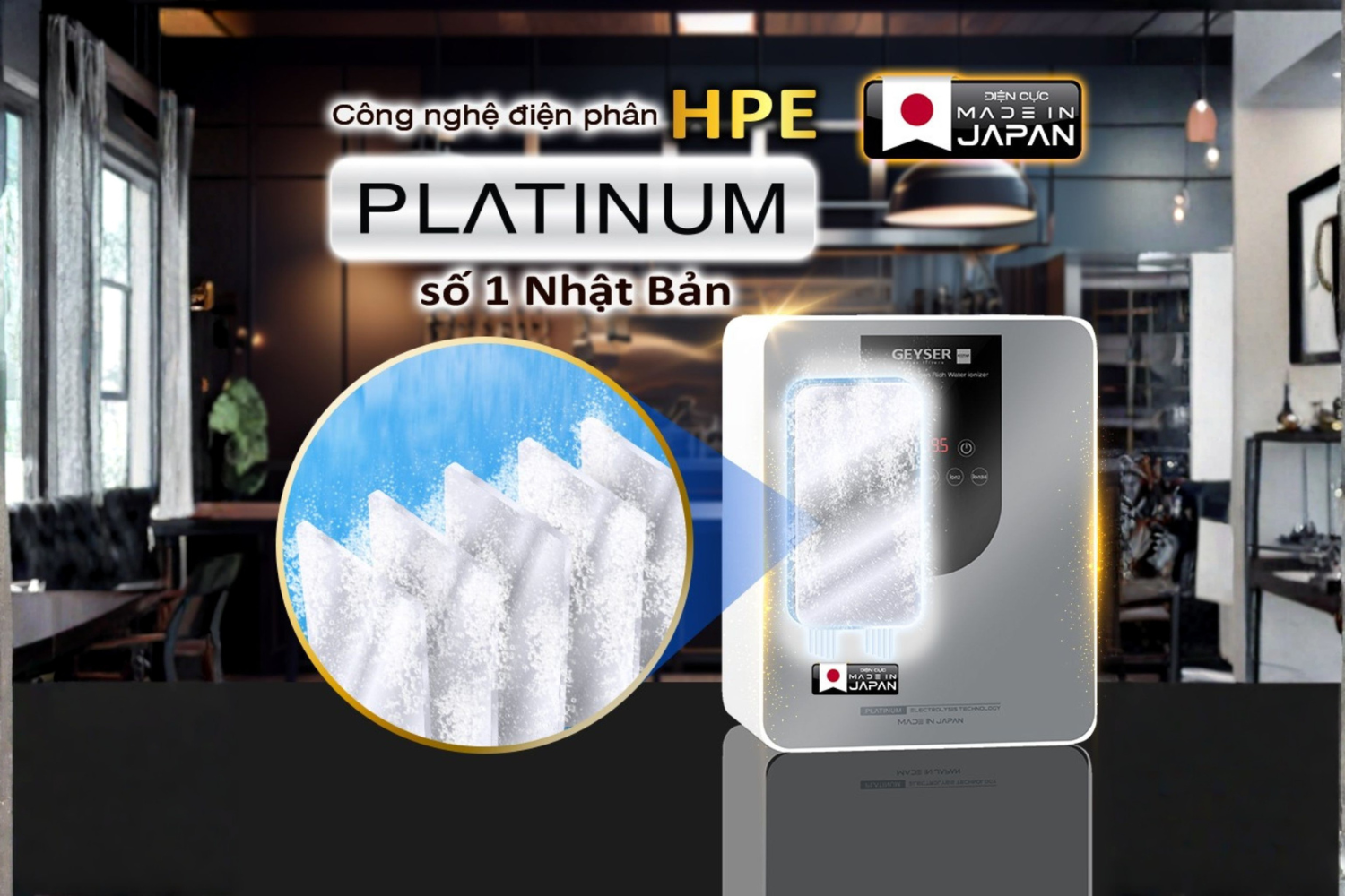 Các dòng máy như Ecotar 9 Pro và Slim T được trang bị bộ điện phân hiệu suất cao HPE (Nhật Bản)