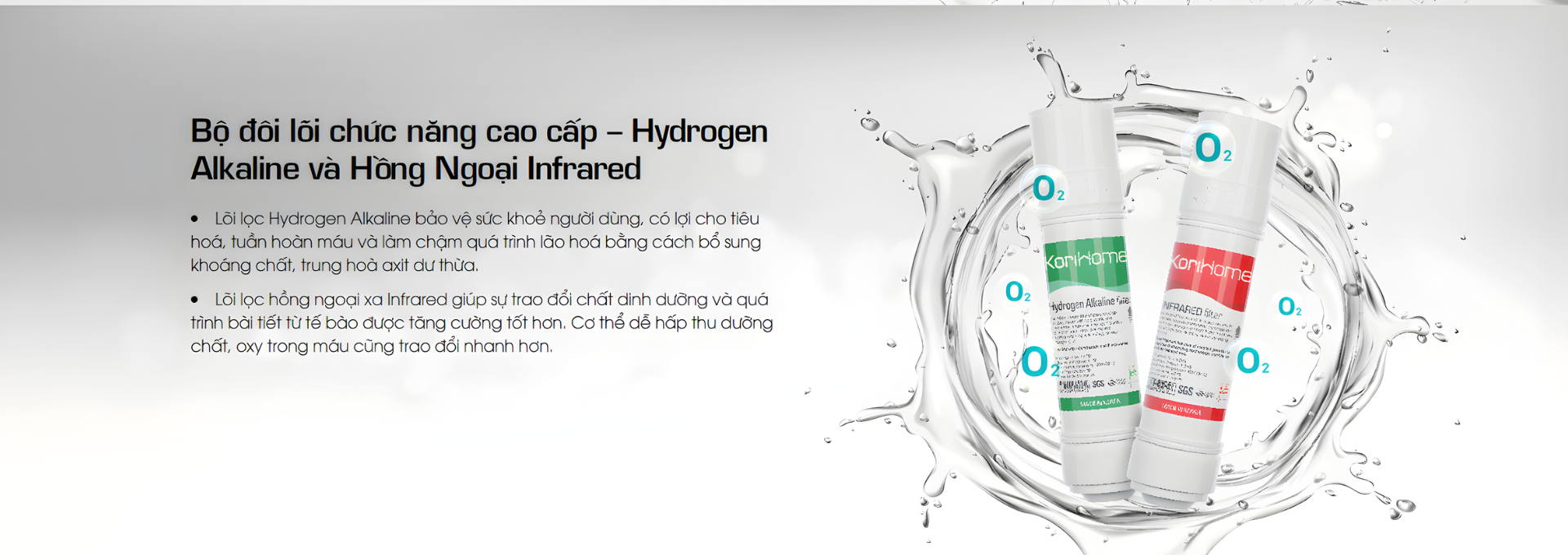 Máy lọc nước Korihome WPK-910 nâng cấp với 2 Lõi Hydrogen Alkaline và Lõi hồng ngoại xa