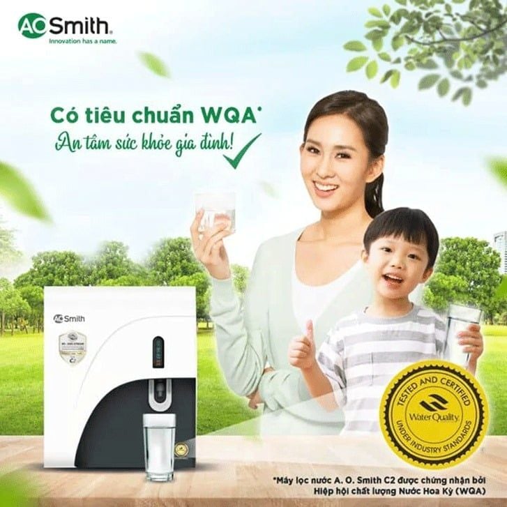 Máy lọc nước AO Smith đạt chứng nhận Hoa Kỳ (WQA) hiện đại