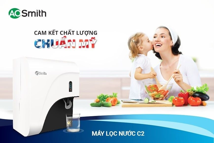 Máy lọc nước AO Smith C2 thiết kế tinh tế, linh loạt lắp đặt