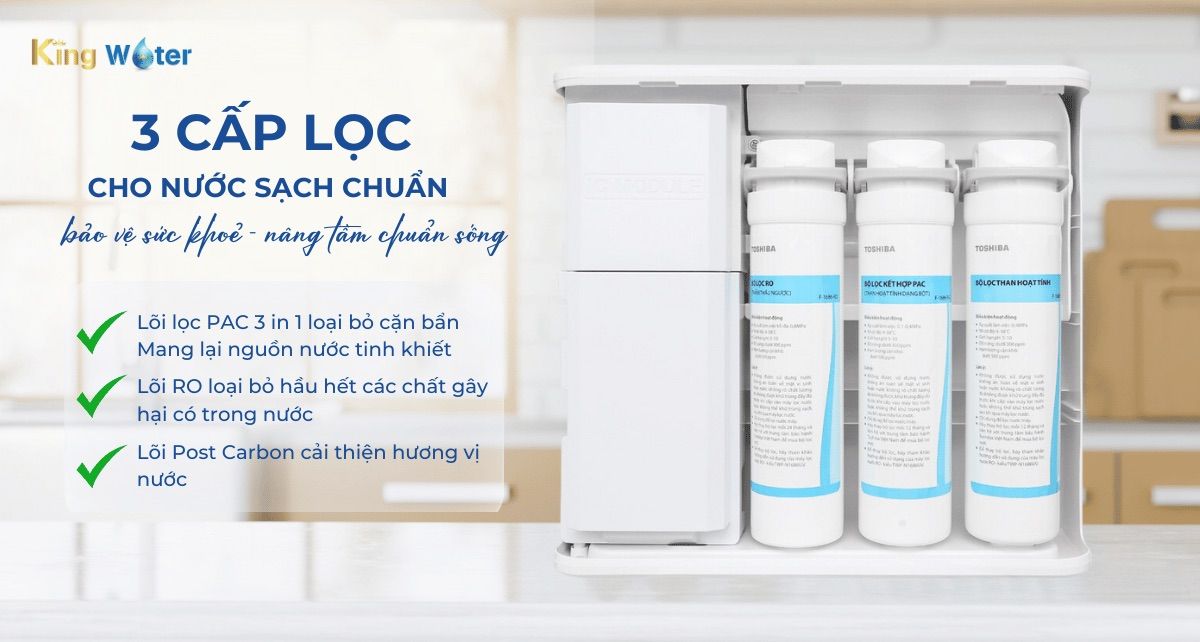 3 cấp lọc sạch khuẩn, giữ lại khoáng chất tự nhiên