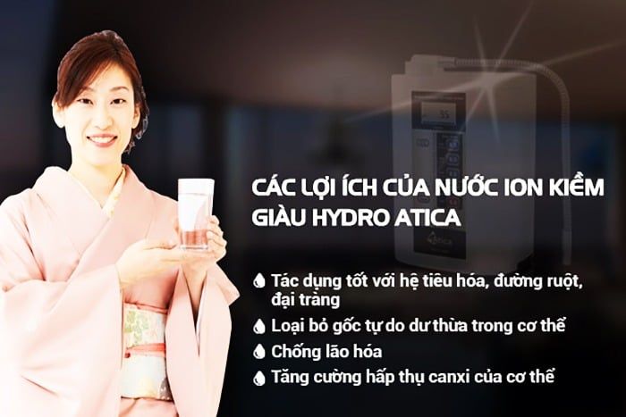 Lợi ích của nước ion kiềm giàu hydro Atica