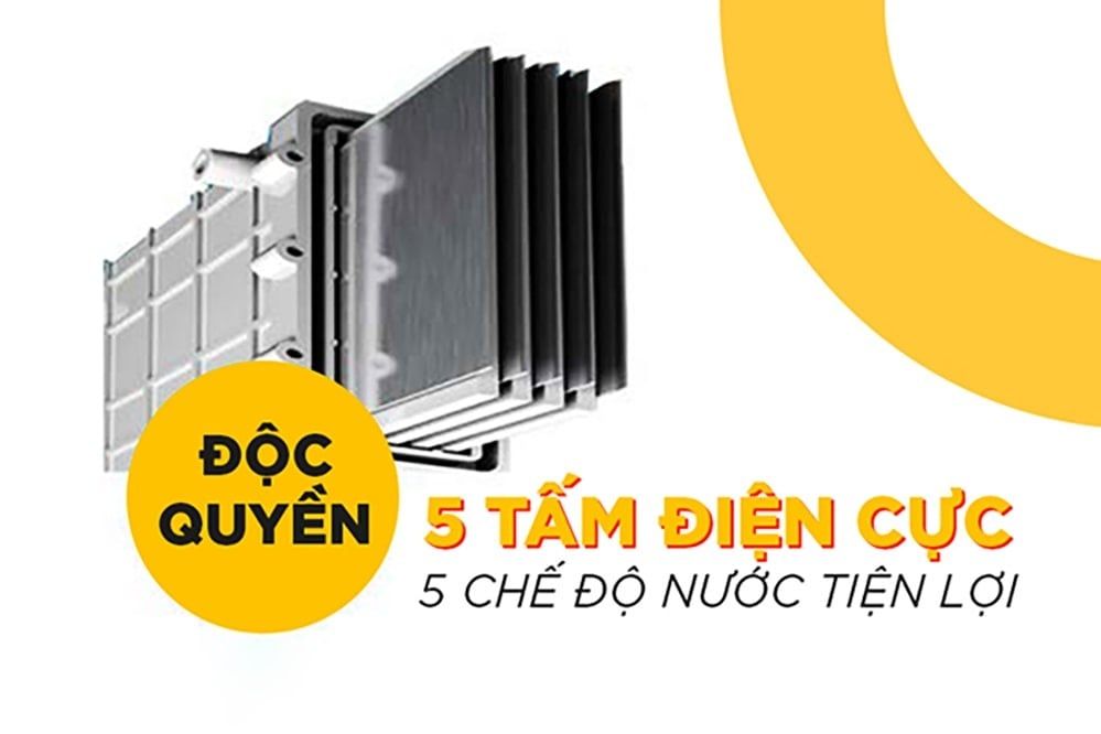 Máy lọc nước MHW-H5(V) sử dụng 5 tấm lá điện cực lớn