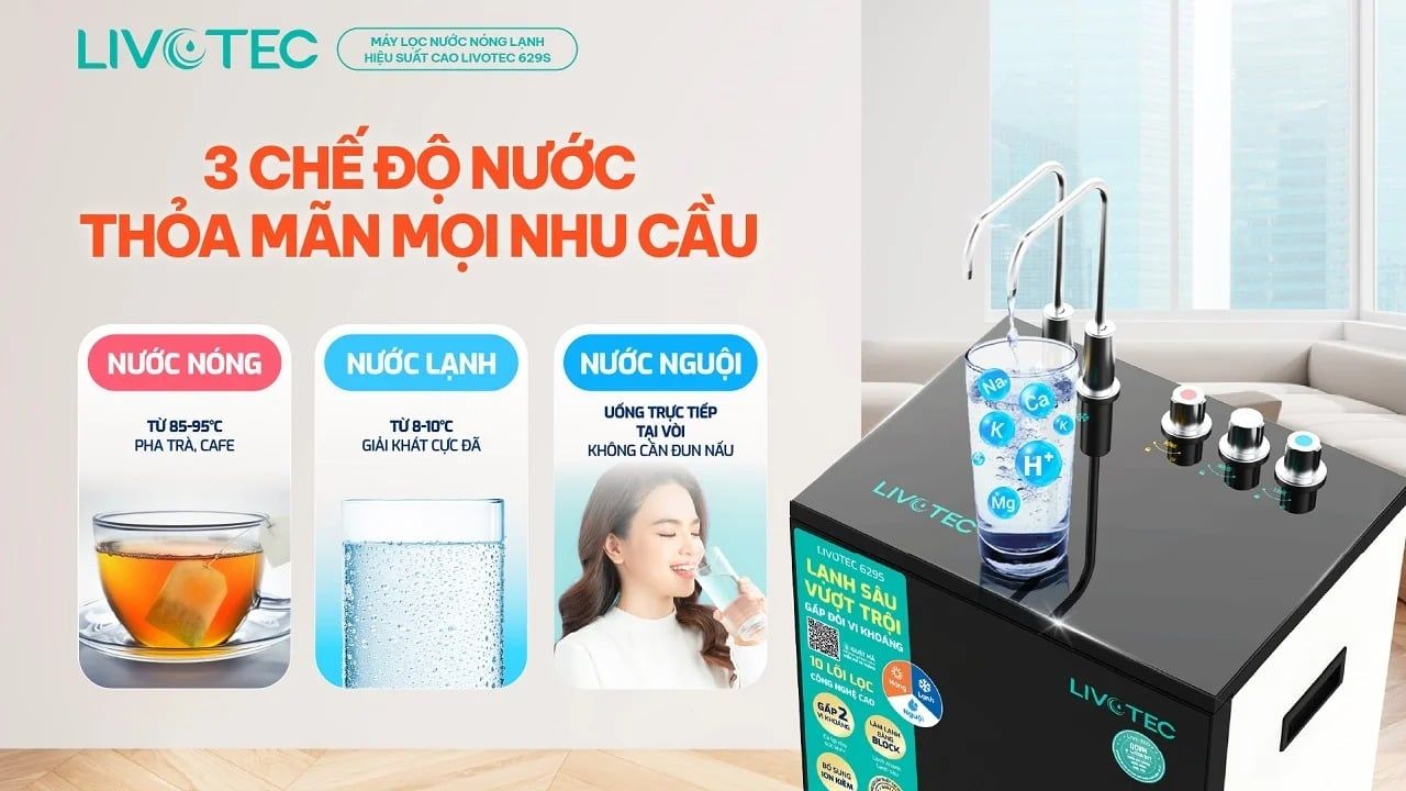 Karofi Livotec 629 đáp ứng 3 chế độ nước tiện lợi