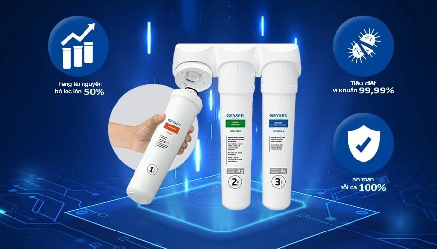 Geyser Ecotar Slim 9 sở hữu bộ lọc nhập nguyên chiếc từ Châu Âu