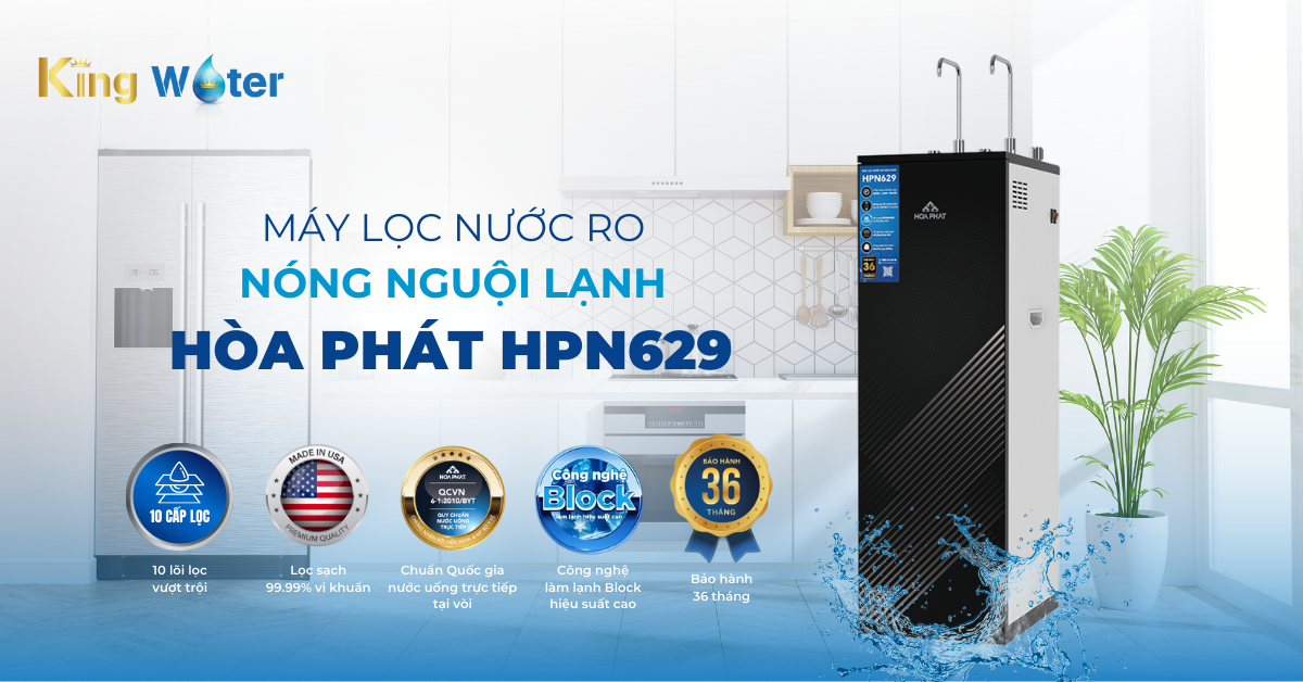 Máy lọc nước RO nóng nguội lạnh Hòa Phát HPN629