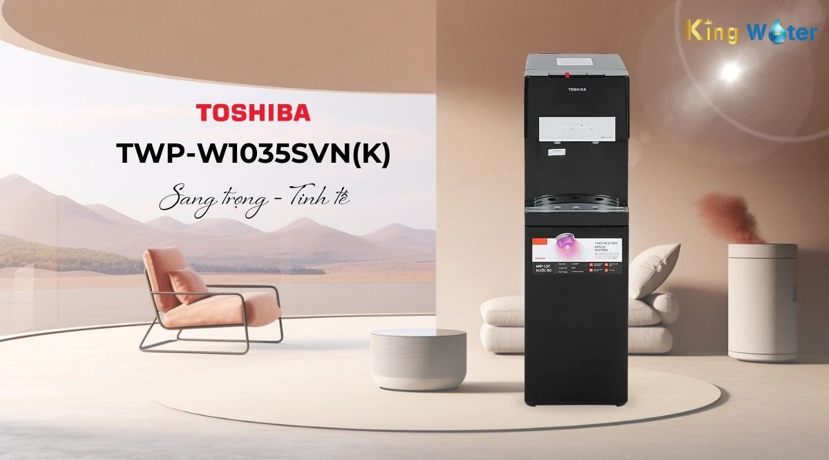 Máy lọc nước Toshiba TWP-W1035SVN(K) được thiết kế với hình dạng tủ đứng thon gọn