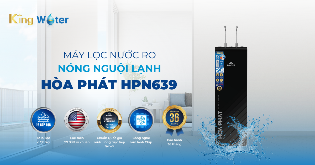 Máy lọc nước RO nóng nguội lạnh Hòa Phát HPN639 12 lõi