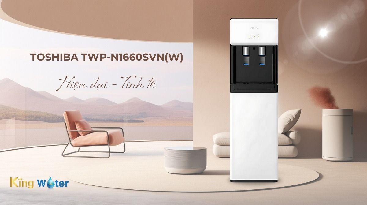 Máy lọc nước Toshiba TWP-N1660SVN(W) sở hữu kiểu dáng tủ đứng vững chắc