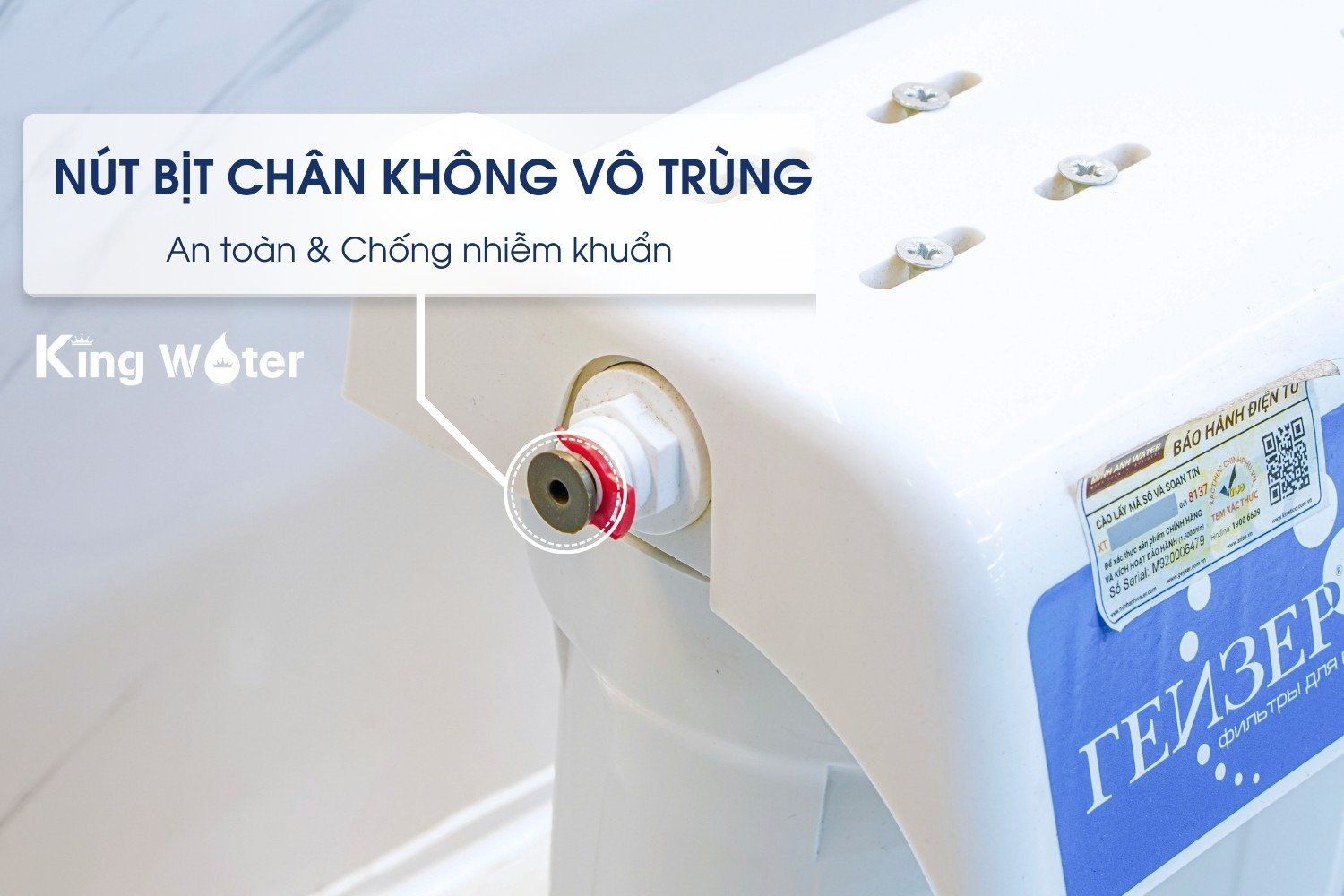 Máy lọc nước Ecotar 3 có nút bịt chân không để bảo quản trong quá trình vận chuyển