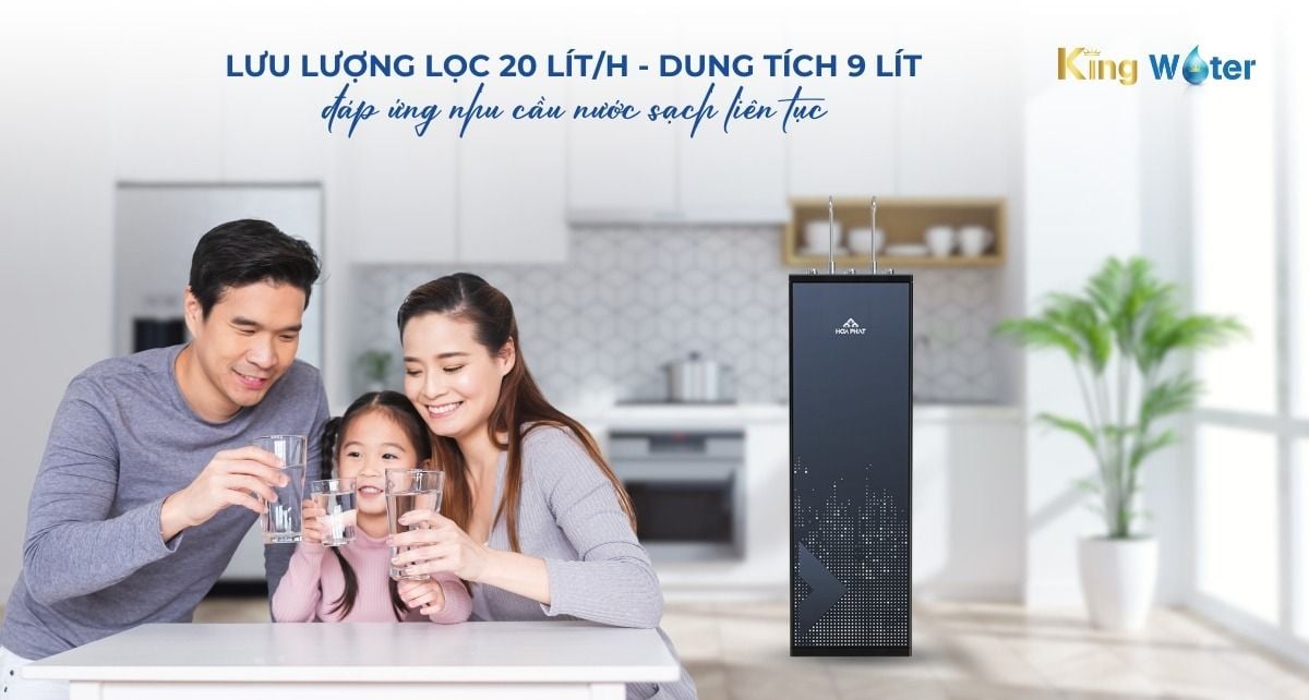 Lưu lượng lọc 20 lít/h, đáp ứng nhu cầu nước sạch liên tục