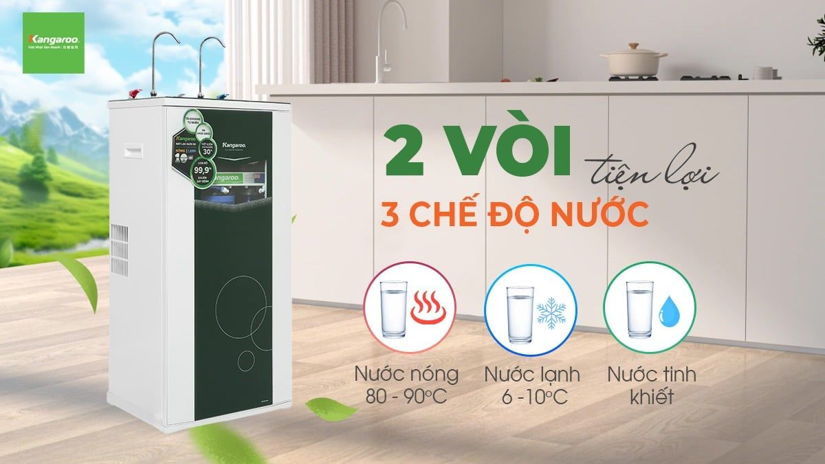 Tích hợp 2 vòi với 3 chế độ nước tiện nghi