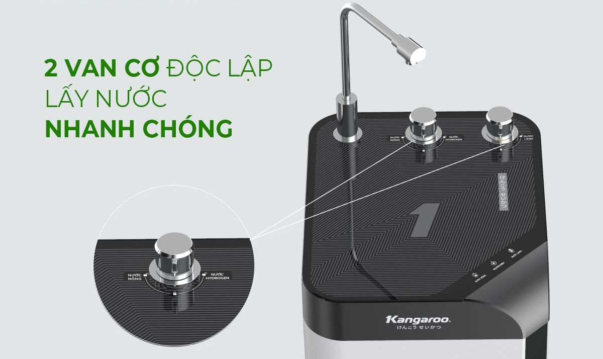 Máy trang bị 2 van cơ độc lập giúp lấy nước dễ dàng