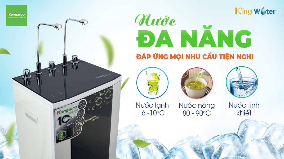 Tiện lợi với 2 vòi & 3 chế độ nước: Nóng - Lạnh - Mát