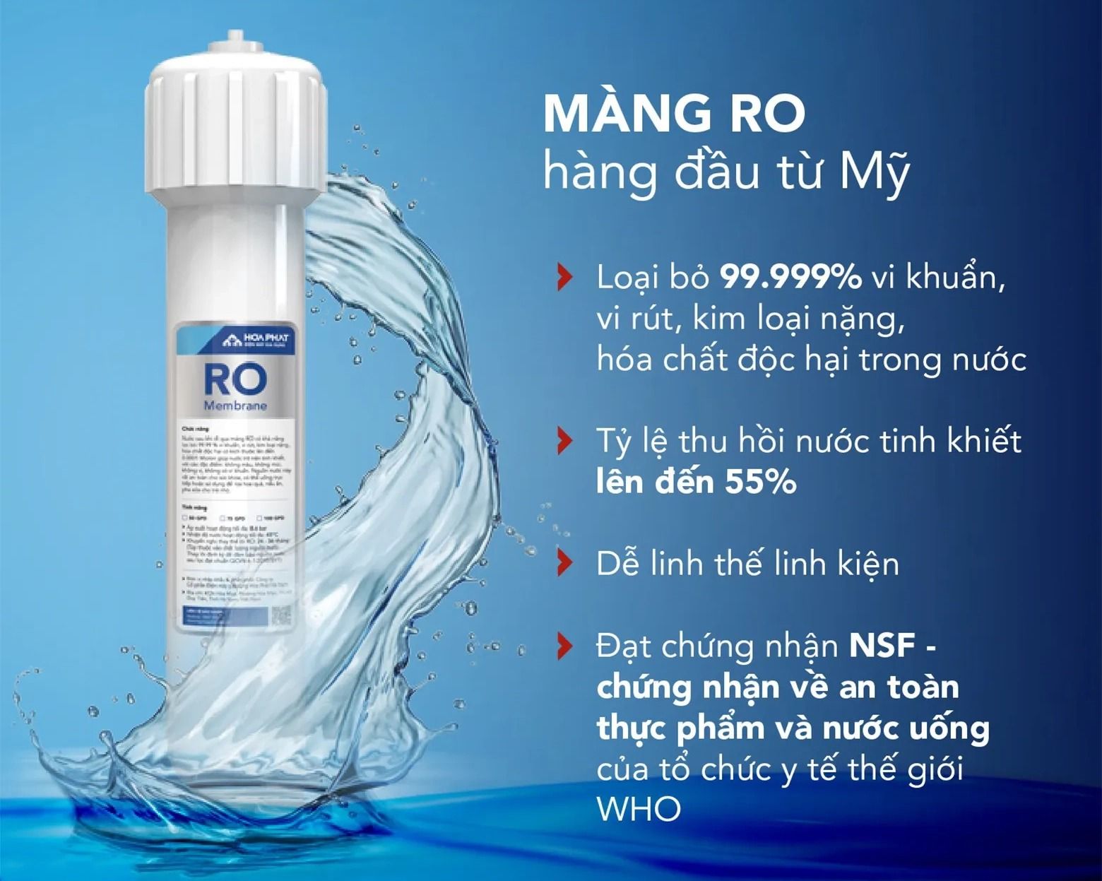 Màng lọc RO Dupont 75 GPD - Diệt khuẩn đến 99.99%
