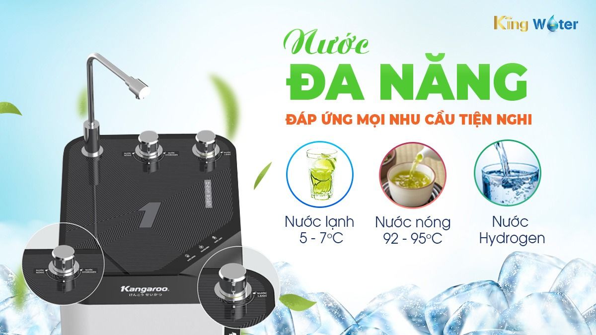 Tích hợp 3 chế độ nước tiện lợi: Nóng - Lạnh - Hydrogen