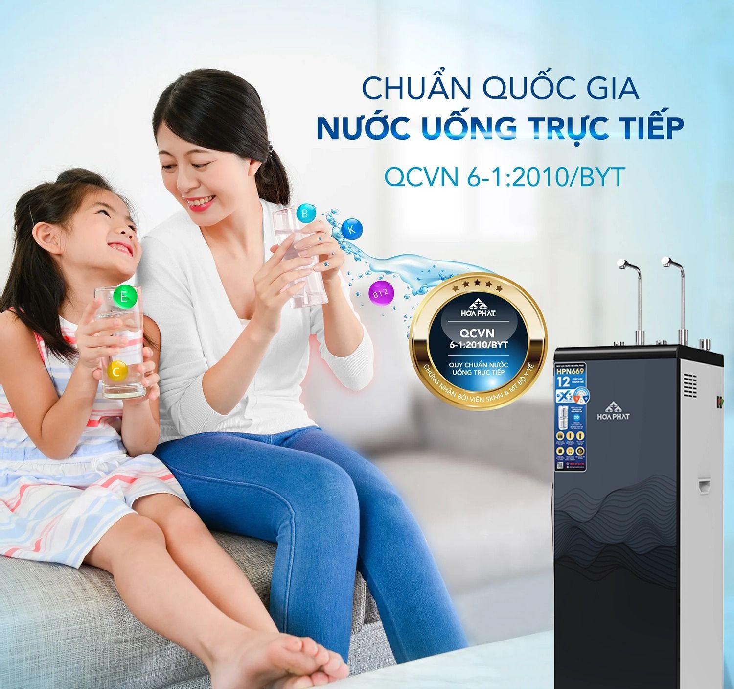 Đạt chuẩn quốc gia nước uống trực tiếp tại vòi theo QCVN 6-1:2010/BYT của Bộ y tế