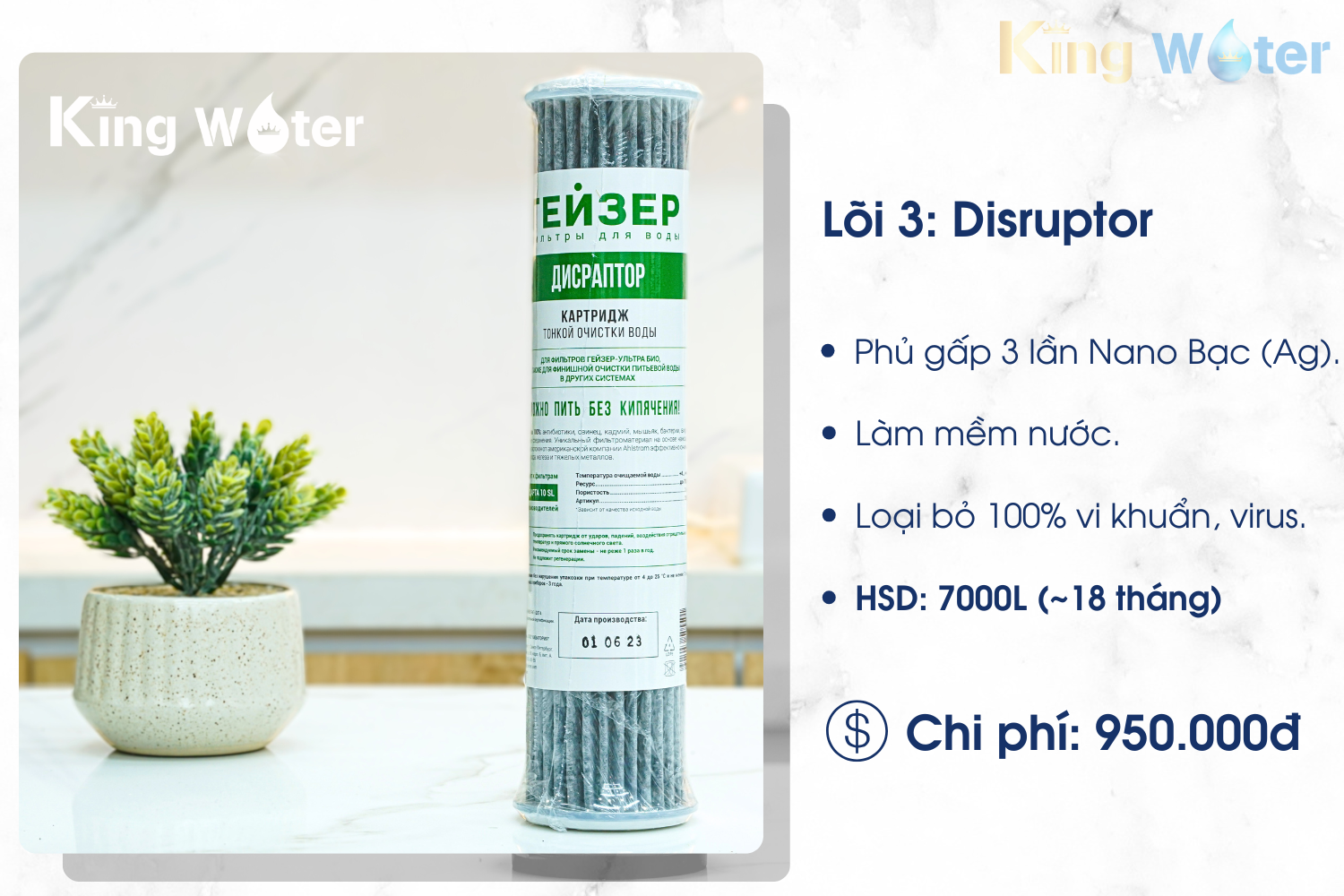 Lõi lọc Disruptor loại bỏ vi khuẩn hiệu quả