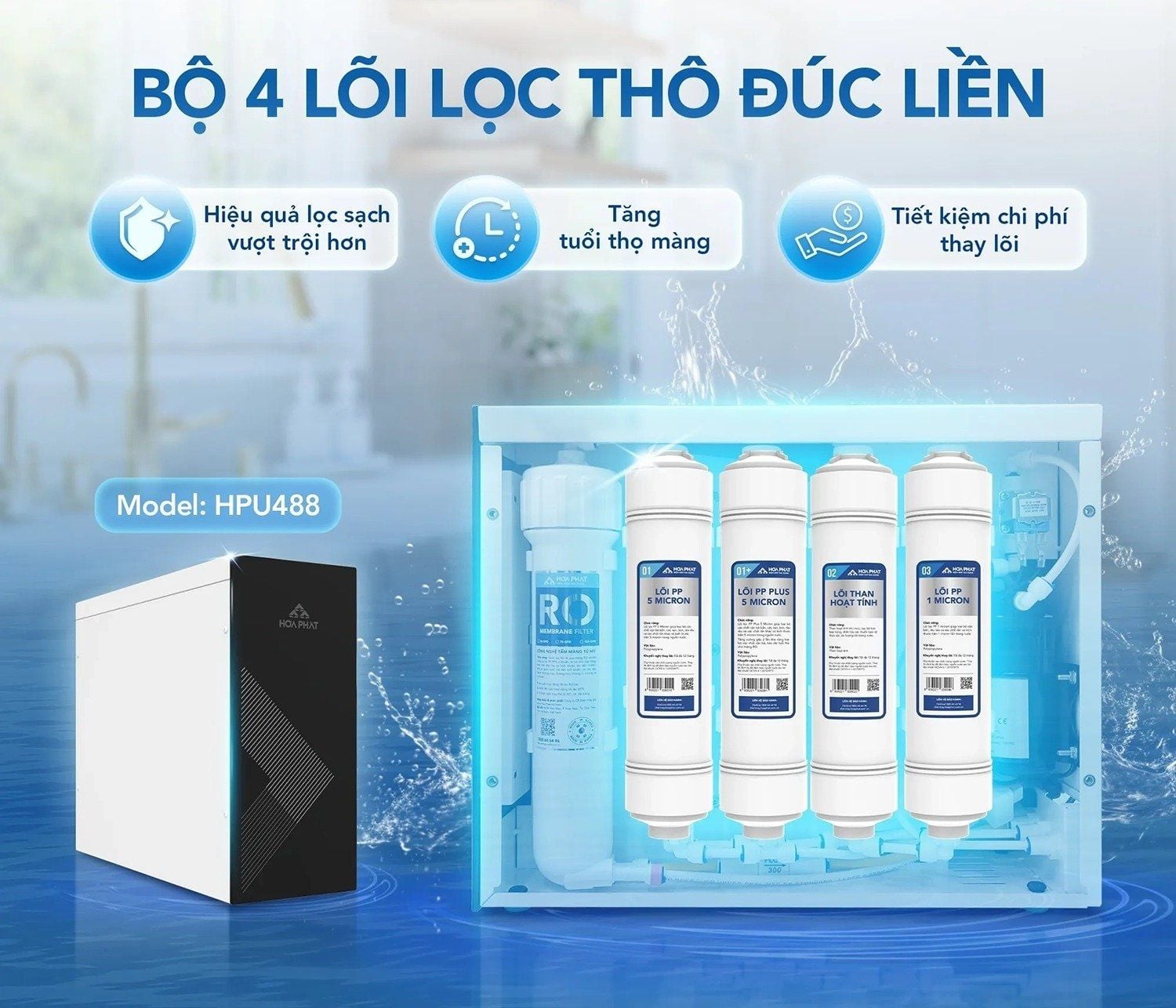 HPU488 trang bị 4 lõi lọc thô đúc liền đầu tiên