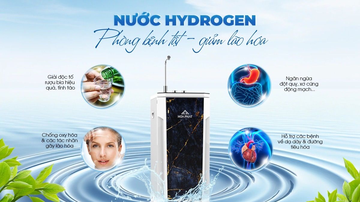 Máy lọc nước Hòa Phát HPN616 cung cấp nước giàu Hydrogen tốt cho sức khoẻ