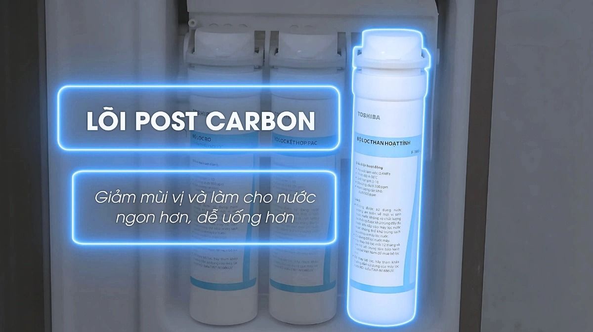 Lõi Post Carbon hỗ trợ tái tạo vị ngon ngọt tự nhiên của nước