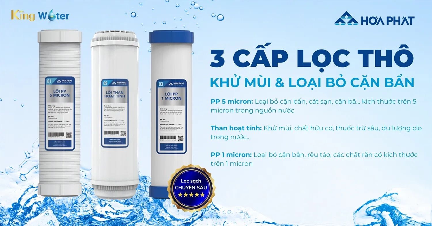 Hòa Phát HPR529 trang bị 3 lõi lọc thô hiệu suất cao