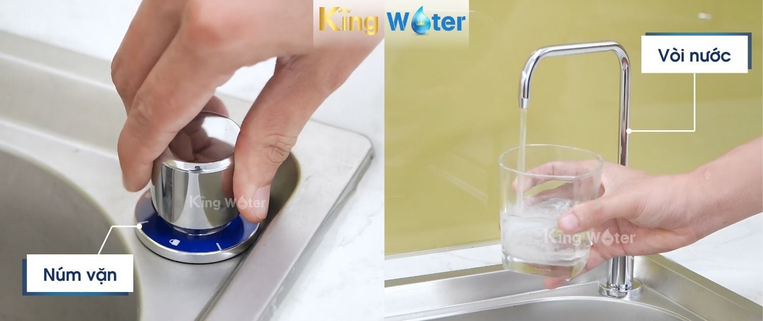 Karofi KAO-T80 đi kèm vòi và núm vặn bằng Inox SUS 304 cao cấp