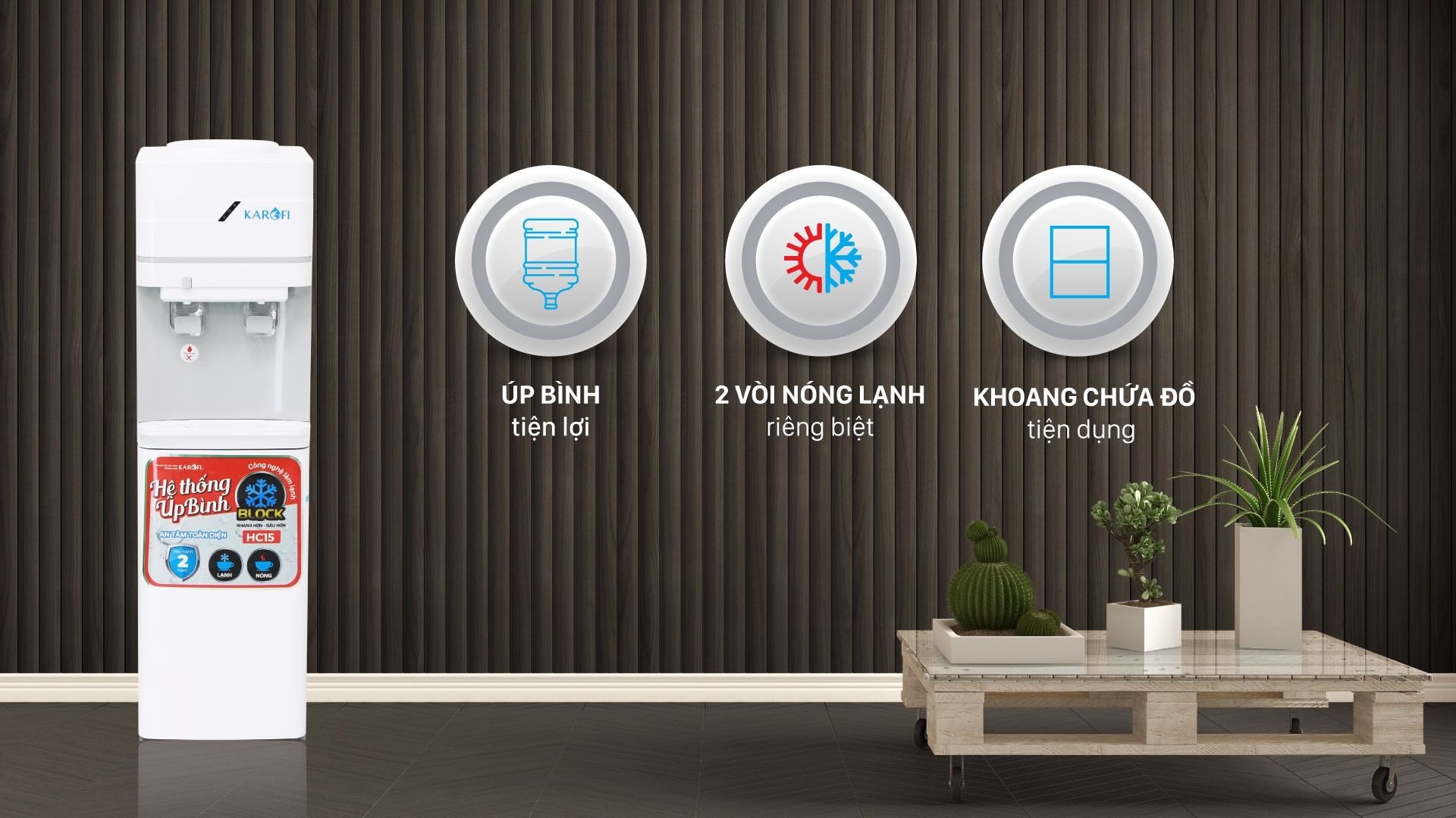 Cây nóng lạnh Karofi úp bình HC15