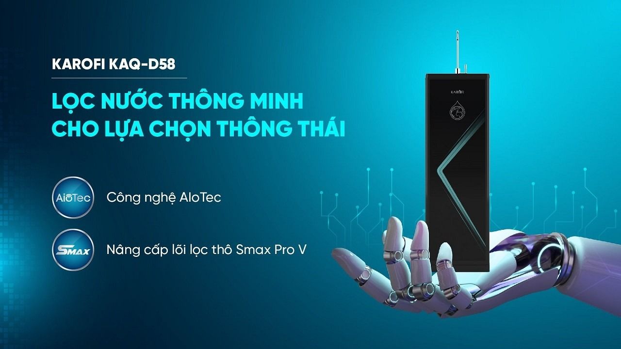 Máy lọc nước Karofi KAQ-D58 10 cấp lọc chính hãng, giá tốt