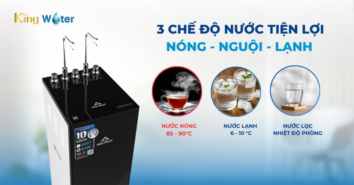 Công suất lọc mạnh mẽ, cho 3 chế độ nước Nóng - Lạnh - Nguội