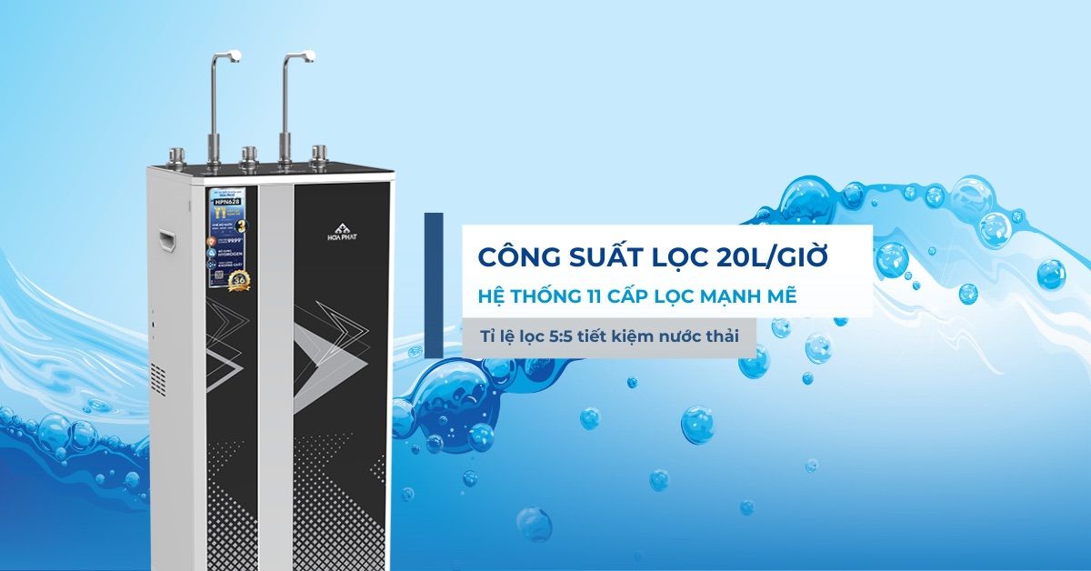 Máy lọc nước Hòa Phát HPN628 sở hữu công suất lọc 20L/giờ