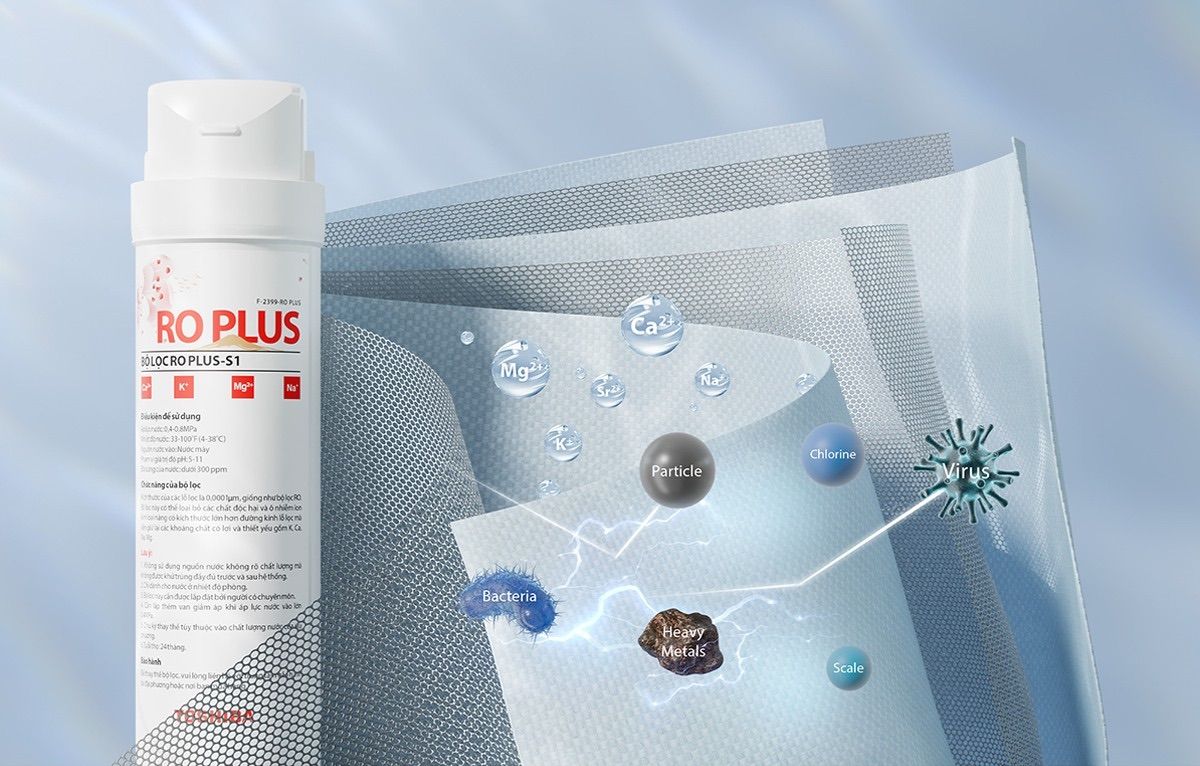 Công nghệ RO Plus của Toshiba giúp giữ khoáng chất tốt cho sức khoẻ