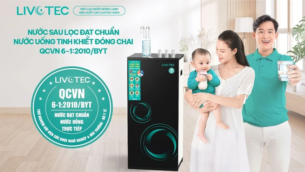 Karofi Livotec 629 đem đến nguồn nước tinh khiết nhất đạt tiêu chuẩn QCVN 6-1: 2010/BYT của Bộ Y tế